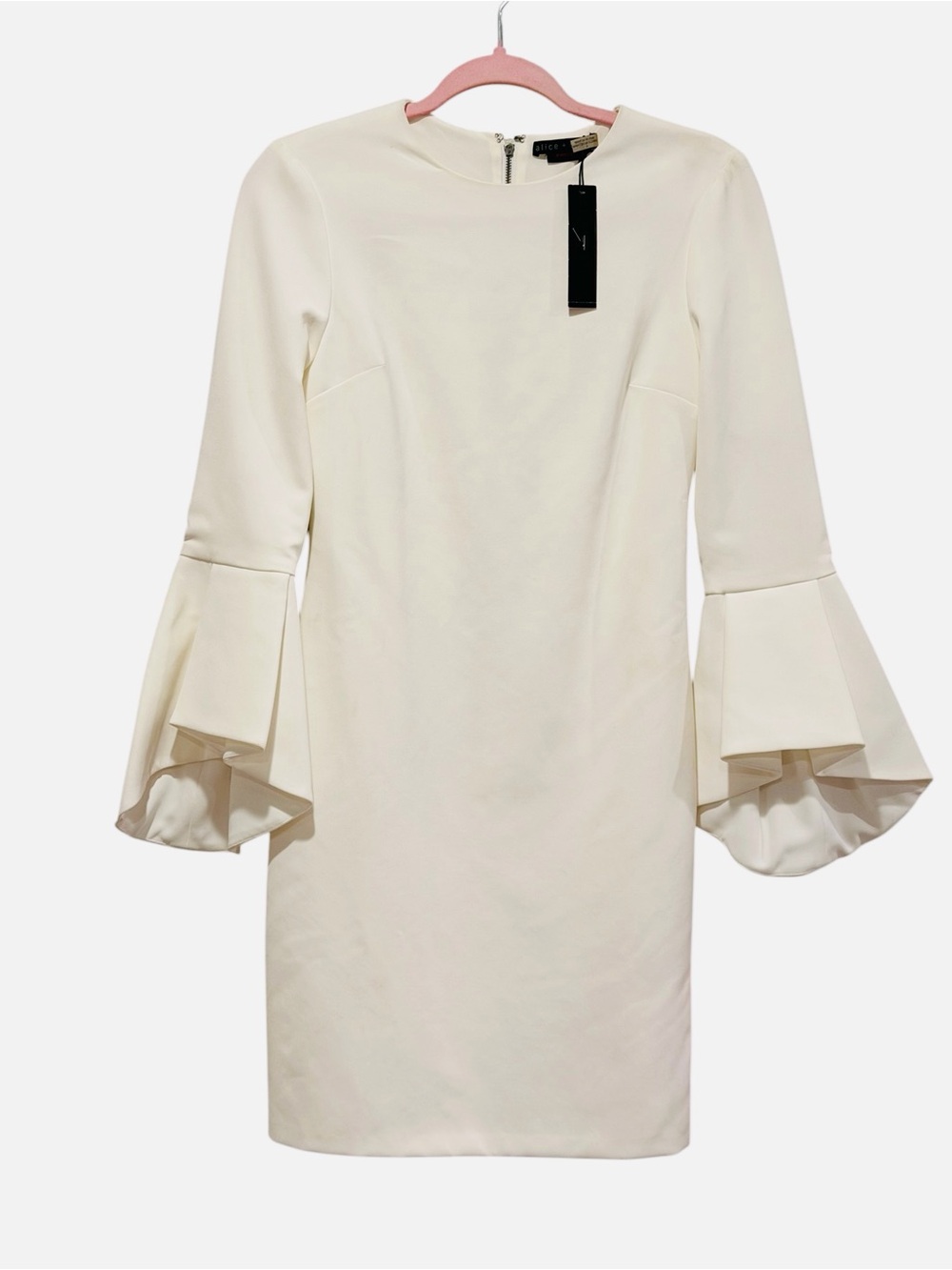 NWT Alice + Olivia Dora Bell Sleeve Shift Dress White 4